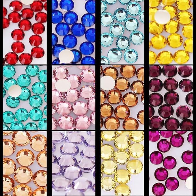 Black and Red Rhinestones with Glue(S8-S30) for Bedazzling,2mm-6mm Non-Hotfix Flatback Nail Gems Beads with B7000, Resin Nail GemsStones Diamond Kit for Bedazzle Crafting, Nails DIY Art Decoration