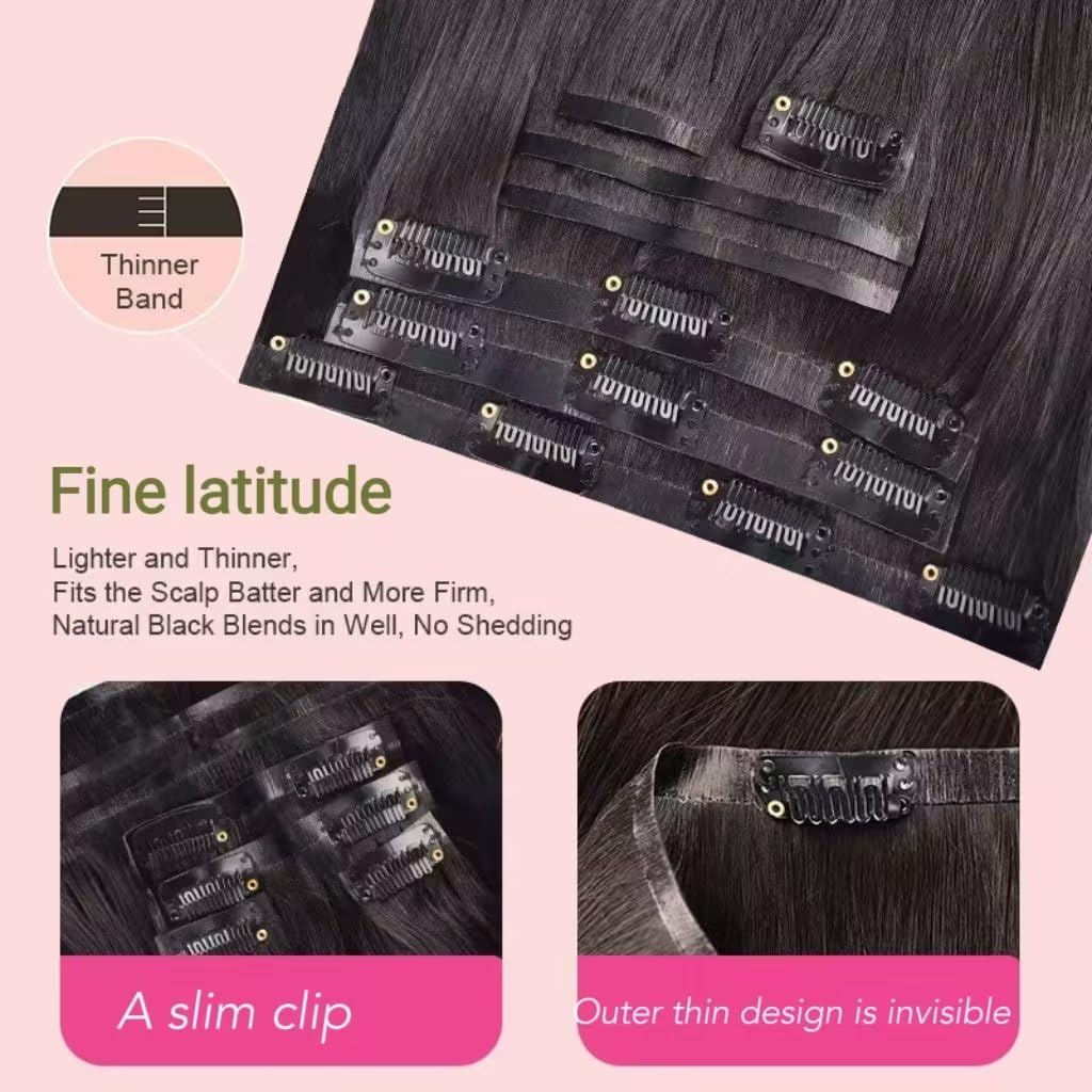 MYouan Body Wave Clip in Hair Extensions 8pcs with 20 clips 100g 100% Unprocessed Remy Hair Extensions Clip in Human Hair Extensions Natural Black Color for Women 18 inch