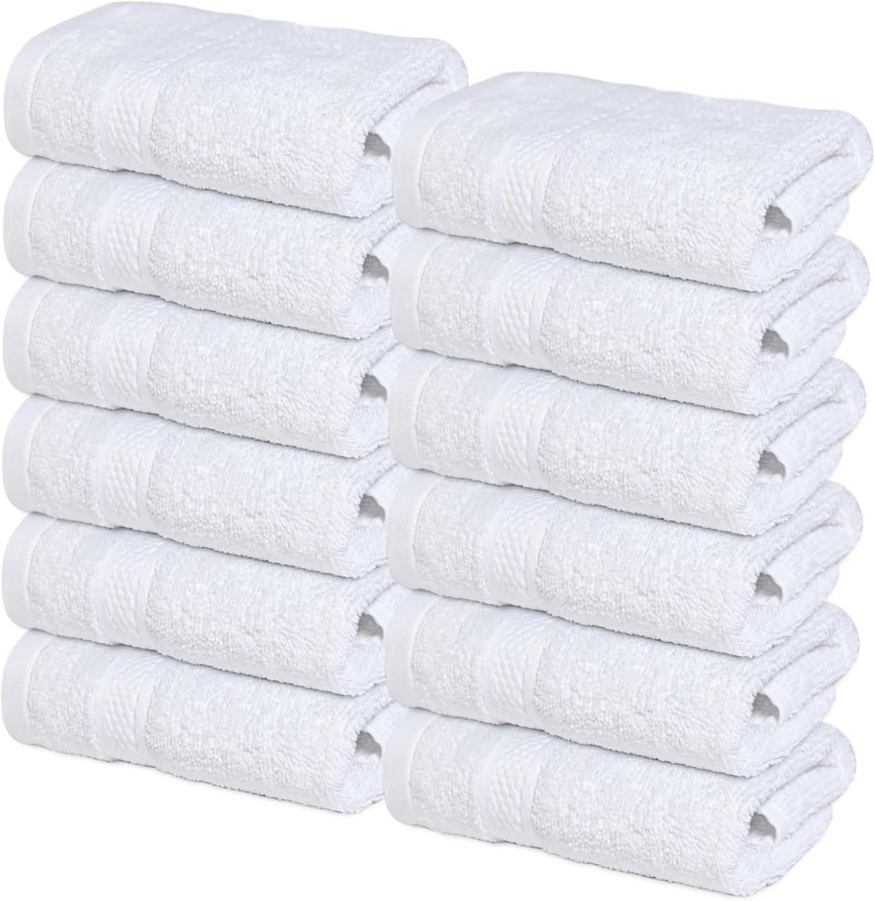 Infinitee Xclusives Premium Wash Cloths for Showering [13x13] – 100% Cotton Washcloths [Pack of 12], Soft and Absorbent Face Towels for Bathroom Wash Clothes, Gym, and Spa |Brilliant White|