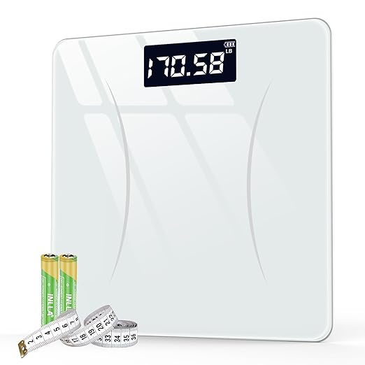 Digital Scale for Body Weight, Weight Scale, Bathroom Scale, Body Scale, Body Weight Scale, LED Display, Supports Up to 400 Lb, Batteries Included (White)
