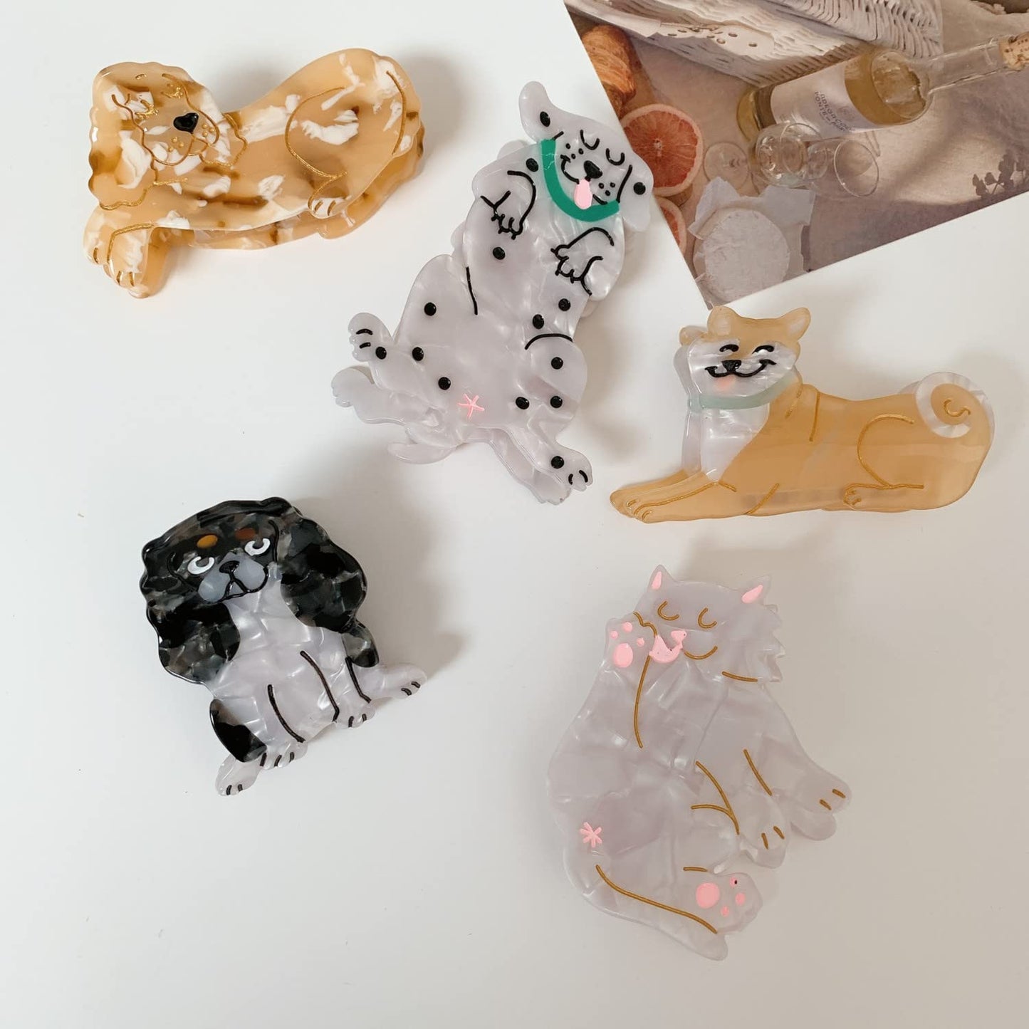 Charlie Dog Hair Clips,Small Claw Clips for Girls,Acetate Hair Clips for Women,S7