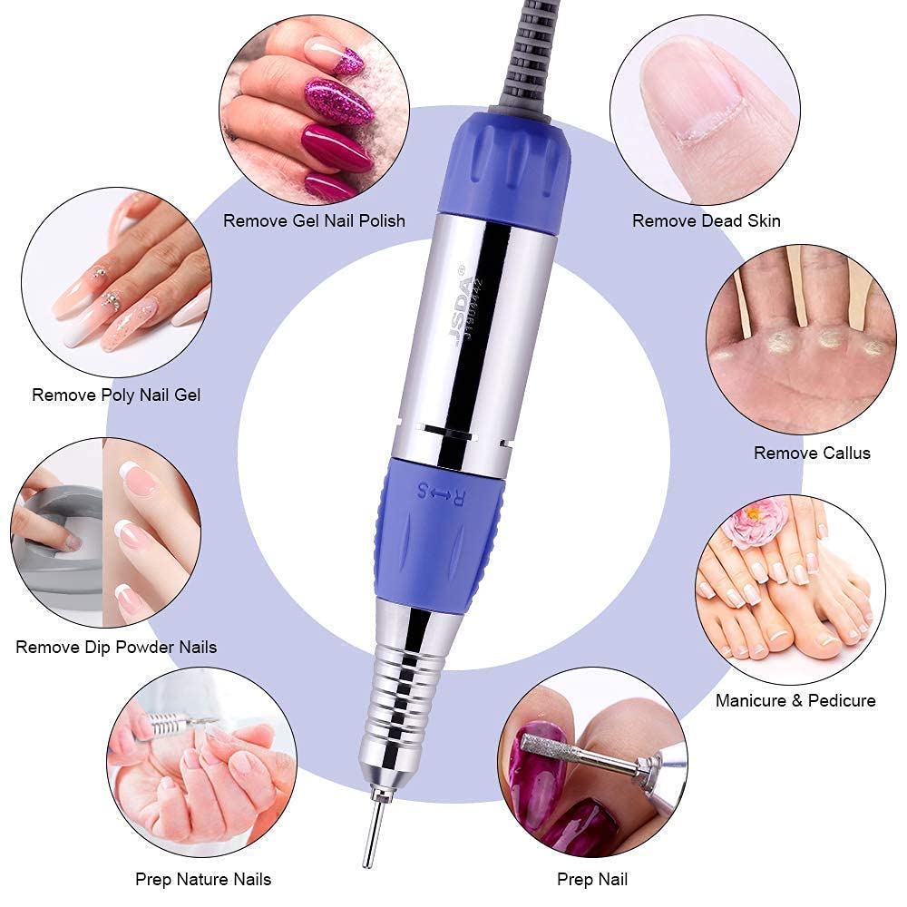Makartt Nail Drill with Nail Bits Bundle, Electric Nail Drill Machine and Carbide Diamond Ceramic Acrylic Nail Drill Bits 7Pcs Remove Acrylic Nail