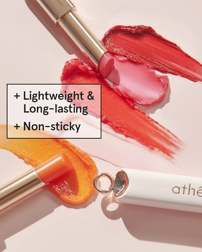 ATHÉ Authentic Lip Balm 07 MERRILY (Tinted), Lightweight Wear & Plumping Lips without Stickiness, Moisturizing & Nourishing Plant-Based Vegan Chapstick for Dry, Petrolatum Free, Cruelty-Free