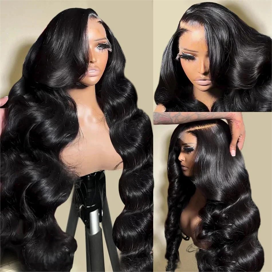 JIELIFA 13x6 Body Wave Lace Front Wigs Human Hair Pre Plucked Glueless Wigs Human Hair 180% Density HD Transparent Lace Frontal Wigs Human Hair for Black Women Body Wave Wig 20 Inch