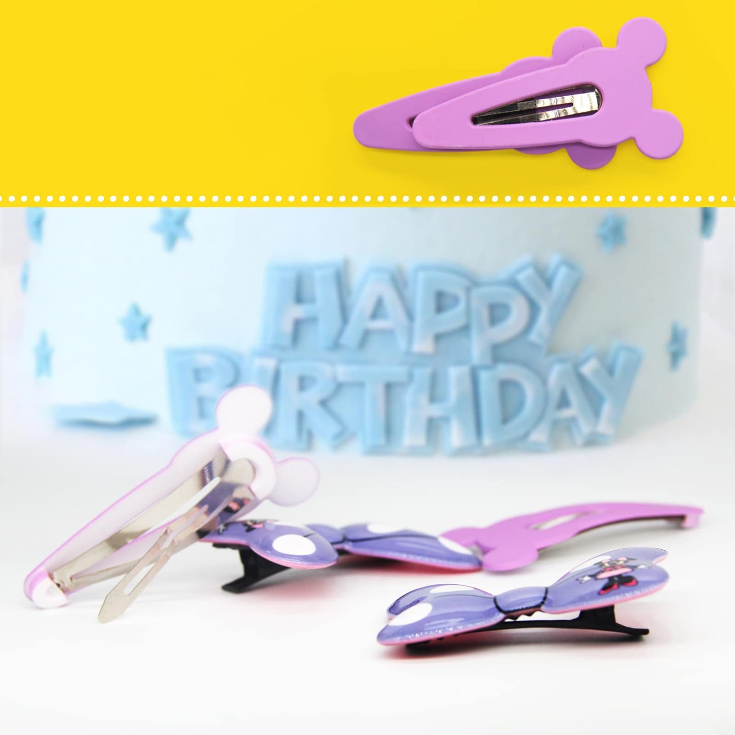 Hair Clips, 2 Pairs of Bow Shape Cartoon Design Hair Accessories for Girls Snap Hair Clips Party Bowknot Children's Gift 4 Pieces (Purple) by TANLOMY