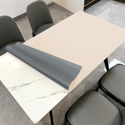 Dining Table Cover Protector for Dining Room Table - Can Be Used On Both Sides Waterproof and Easy to Clean Good Flatness Used for Dining Table(Off White+Light Gray 44x78)