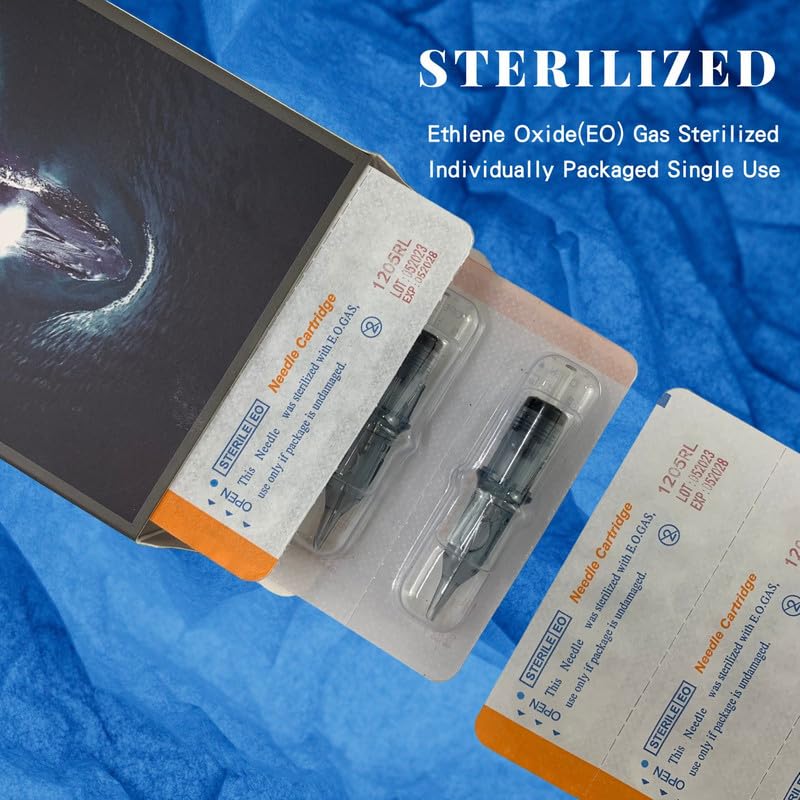INKSOUL Tattoo Cartridge Needles 1205RS Professional Disposable Tattoo Needle Cartridges #12(0.35mm) 5 Round Shader for Rotary Pen Machine Supply #12(05RS) 20PCS