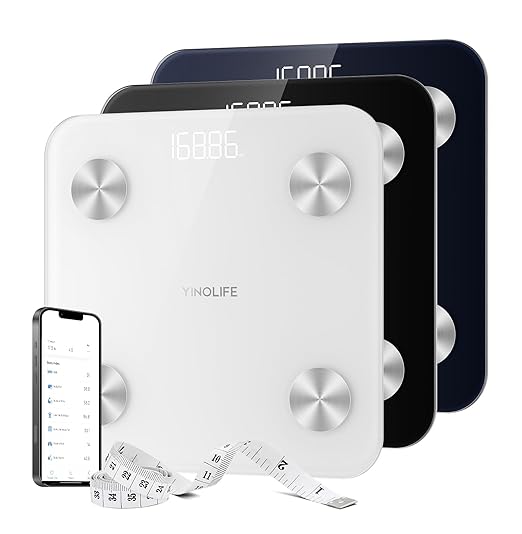 Scale for Body Weight, Digital Smart Bathroom Weight Scale BMI Weighing Bluetooth Body Fat Scale, 20 Body Composition Analyzer with App, 10.2", 400 lbs, White Black Blue