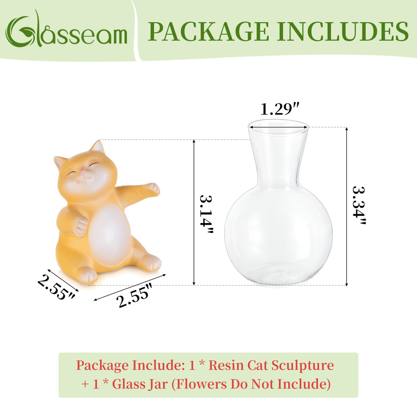 Plant Propagation Stations with Cat Statue: Glasseam Propagation Vases for Plants - Hydroponic Glass Terrarium for Home Decor - Funny Propagation Jars Gifts for Women Flower Lovers Cat Dads Moms
