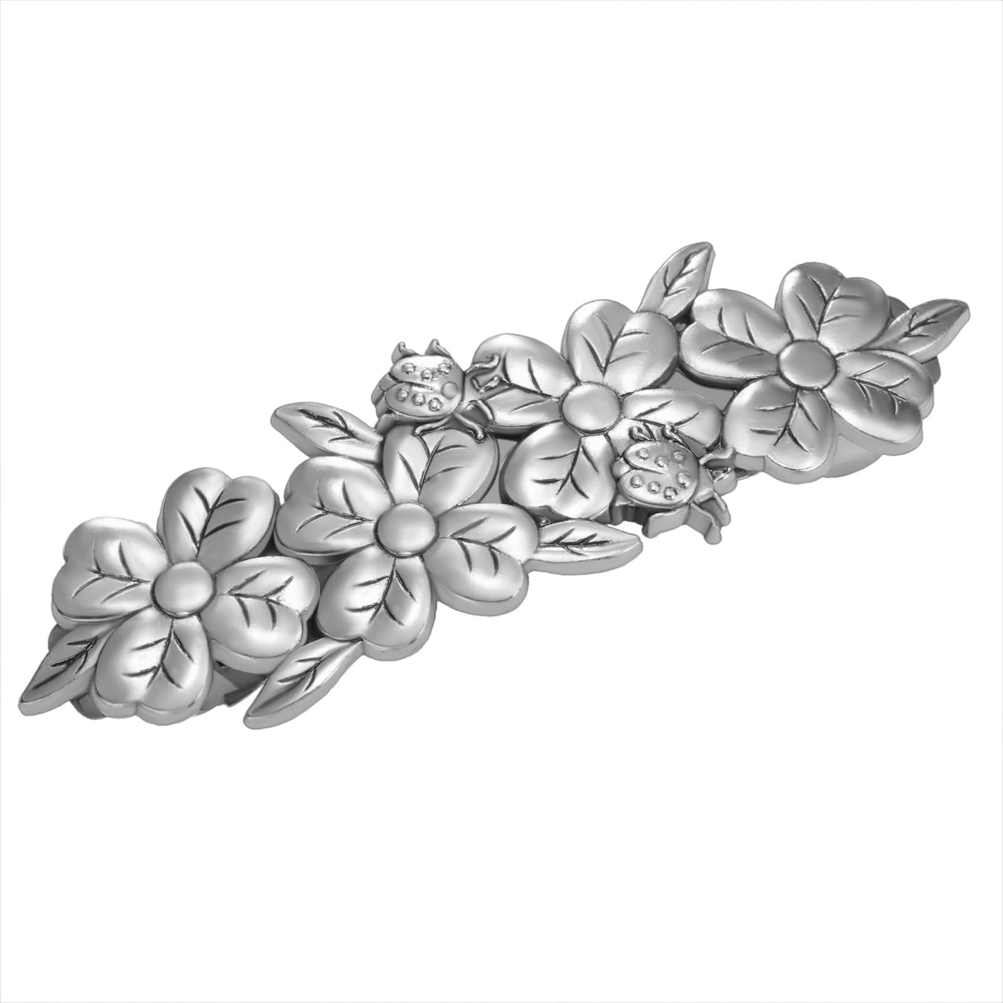 Dreamtimes Clover Lucky Hair Pins Ladybug Hair Clips Animals Hair Clips Ladybird Insect Hair Clip Hair Accessories Vintage Large Hand Crafted Metal Barrettes French Hair Clip for Women (Silver)
