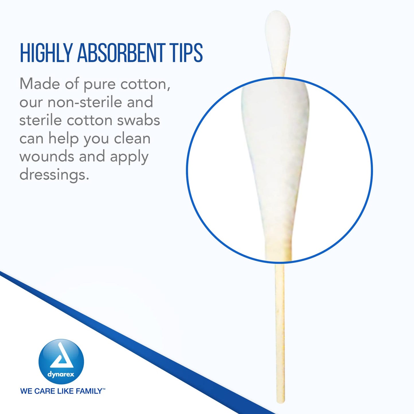 Dynarex 4304 Sterile Cotton Tipped Applicator, 6" Length, Single-Use Wooden Cotton Tip Applicator for Wound Care & Dressing, Hygiene, Makeup, Cleaning, Pack of 1000