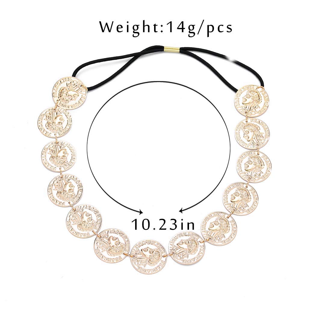 Dreamyn Vintage Coins Head Chain Sequins Hair Chain Gypsy Headpiece Hair Jewelry for Women and Girls (Gold)