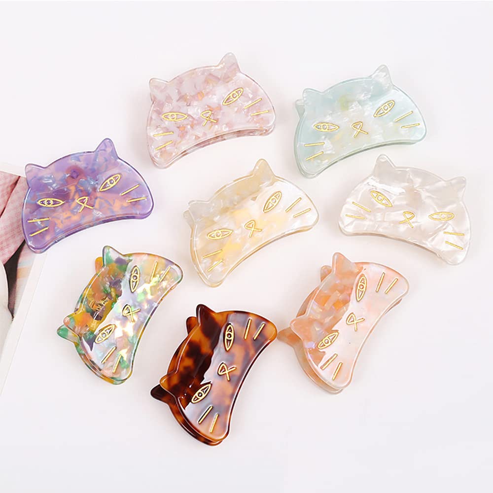 Cute Cat Head Hair Clips,Cellulose Acetate Hair Clips,Small Claw Clips for Girl,Hair Accessories,S5