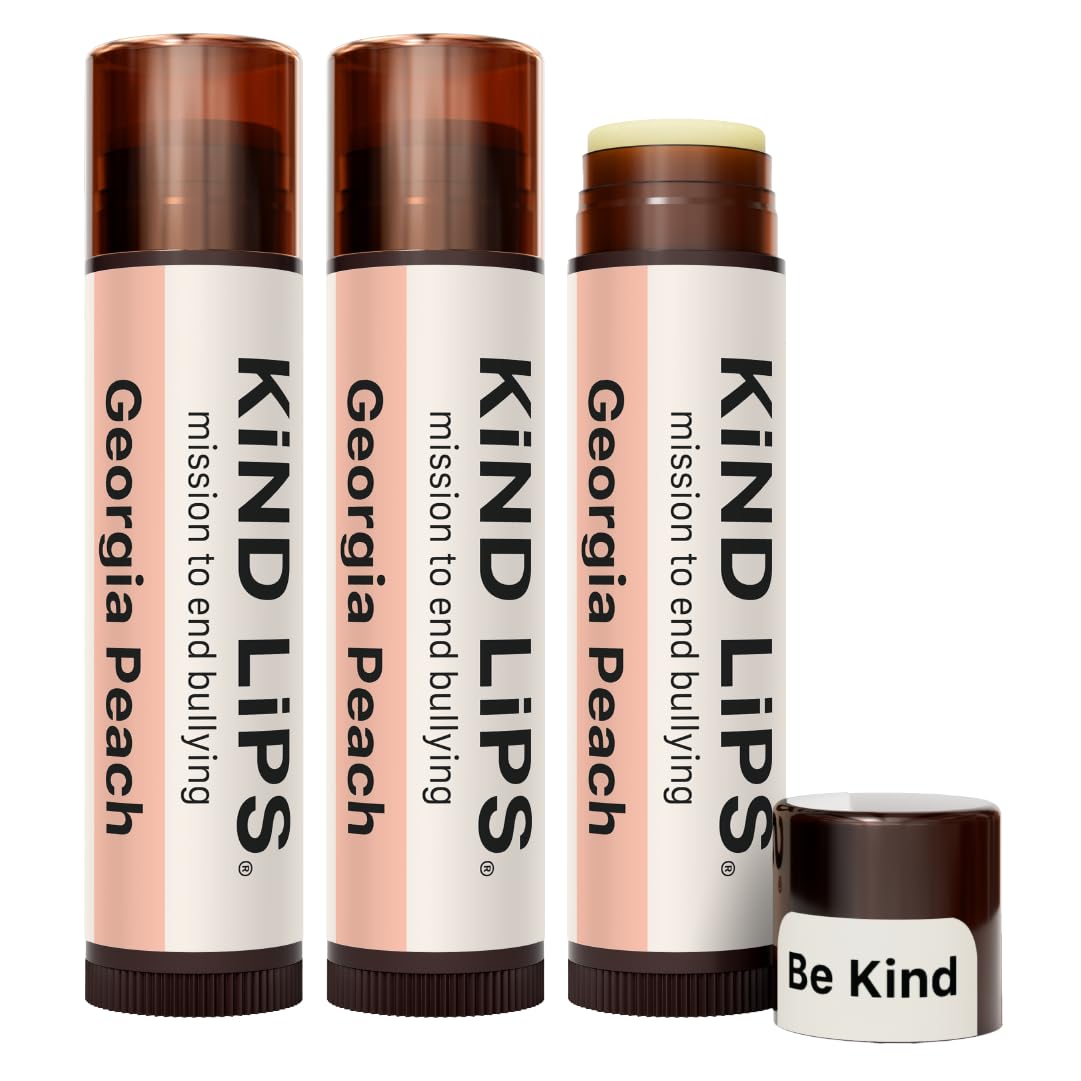 USDA Organic Lip Balm Georgia Peach 3 Pack – 100% Natural, Cruelty-Free Moisturizer with Organic Beeswax & Shea Butter – Hydrating Lip Care for Dry Lips – Non-Toxic – Gift for All Woman Men Kids
