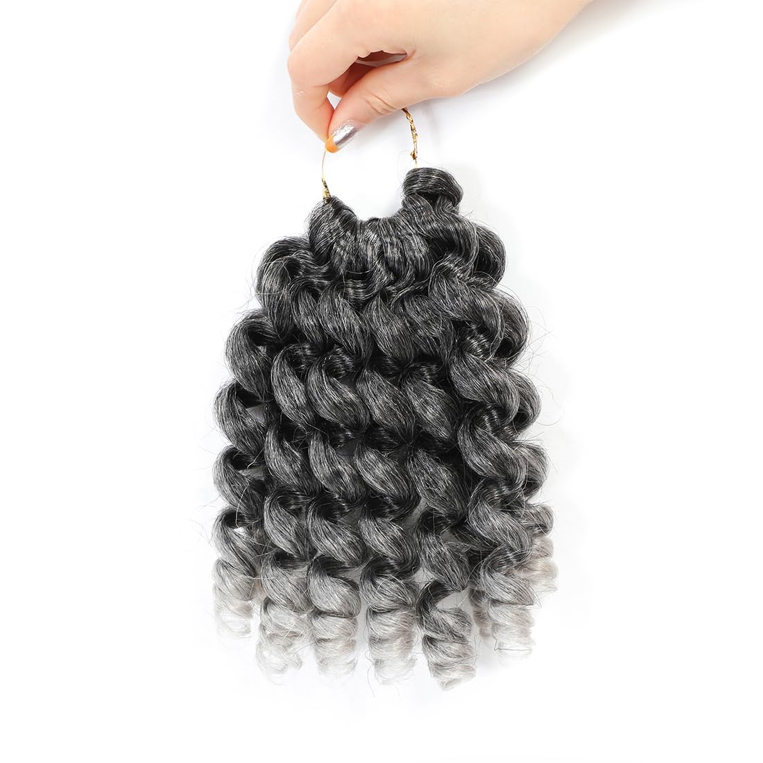 Jamaican Bounce Crochet Hair 8 Inch Crochet Curly Hair For Black Women 3 Pack Jumpy Wand Curl Crochet Hair Short Jamaican Twist Braiding Hair Extensions(8 Inch (Pack of 3),Tgray)
