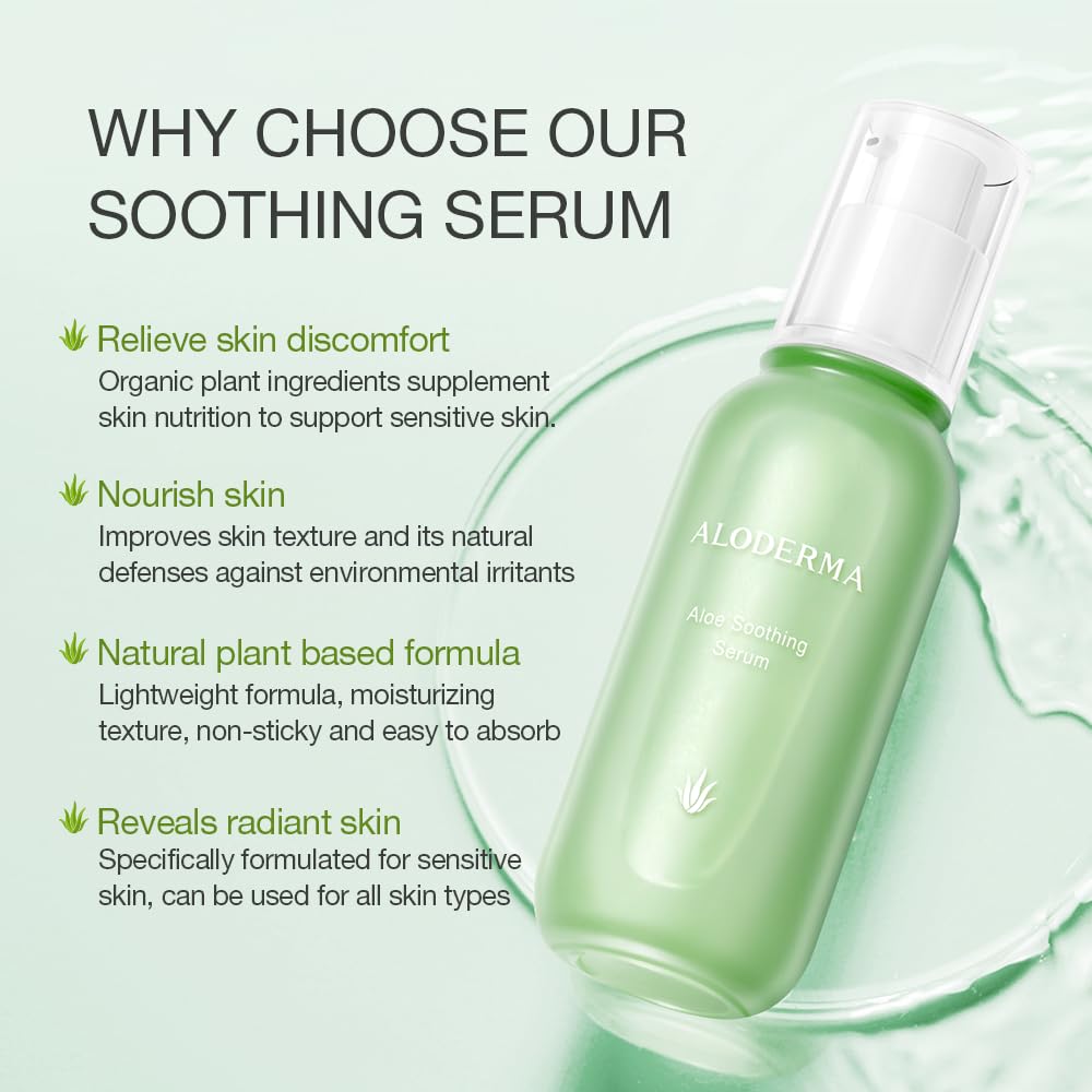 Aloderma Signature Aloe Soothing & Repairing Set - 5 Pieces - Gel, Cleanser, Toner, Serum, Cream