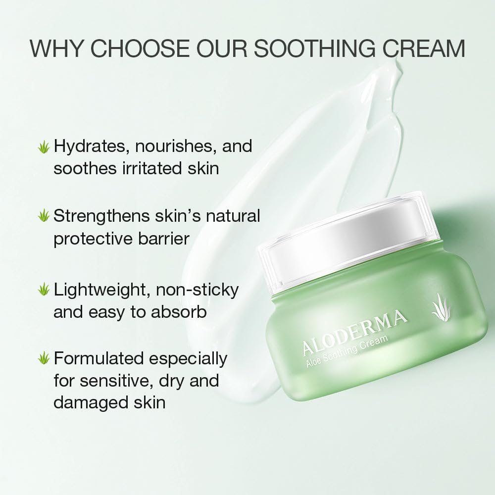 Aloderma Signature Aloe Soothing & Repairing Set - 5 Pieces - Gel, Cleanser, Toner, Serum, Cream