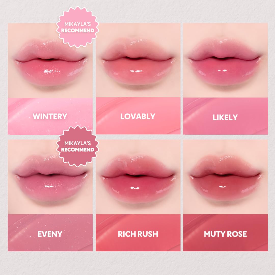 TIRTIR [*Mini Size Waterism Tinted Lip Gloss #13 Likely, 0.06 Fl Oz – Kiss Ready Lipgloss, 12H Long Lasting Non Sticky Natural Tinted Glow Korean Multiuse Cheek and Lip Tint for Women gift