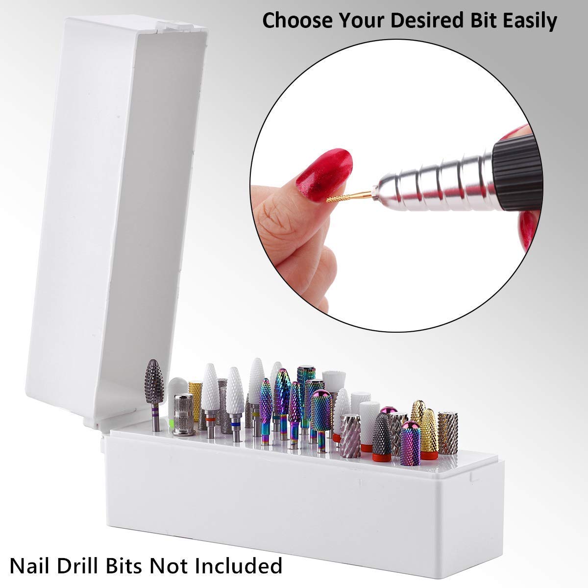 Makartt Nail Drill Bits Holder Dustproof Stand Displayer Bundle With MALORY 30000RPM Rechargeable Nail Drill Machine
