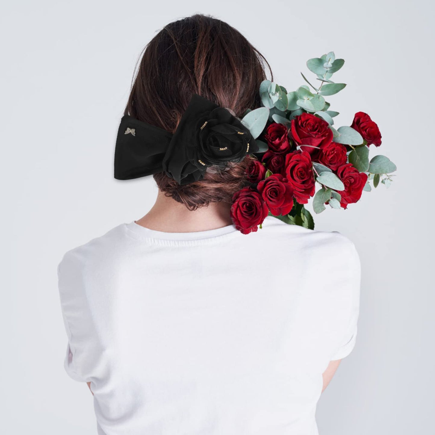 KALLORY flower fabric hair accessories flower hair clips for women hair bun clip hair ribbons hair donut bun maker deft bun for hair lazy hair curler hair bun maker big flower woman former