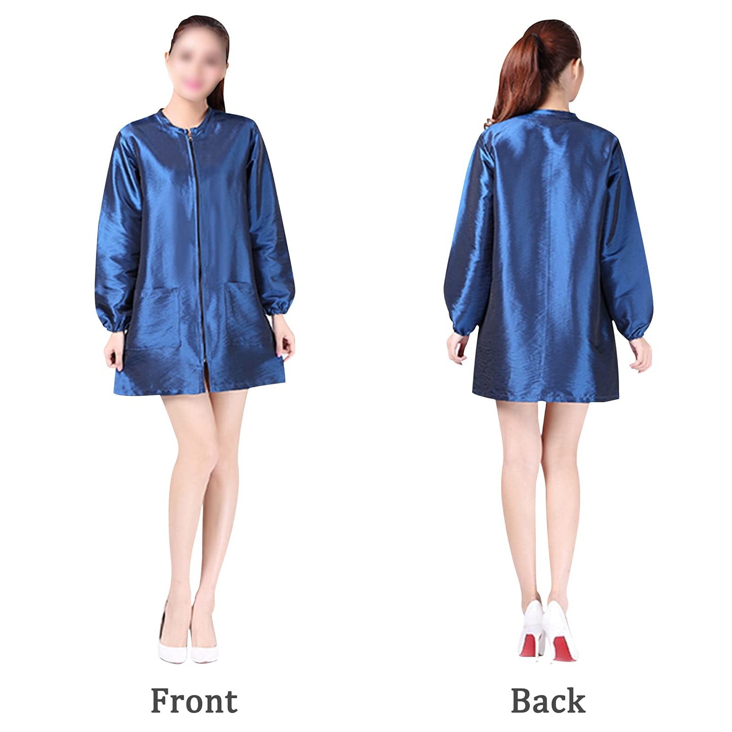Exttlliy Chameleon Fabric Salon Smock Professional Stylist Jacket Waterproof Haircut Cape Barber Apron (Light Purple, L)