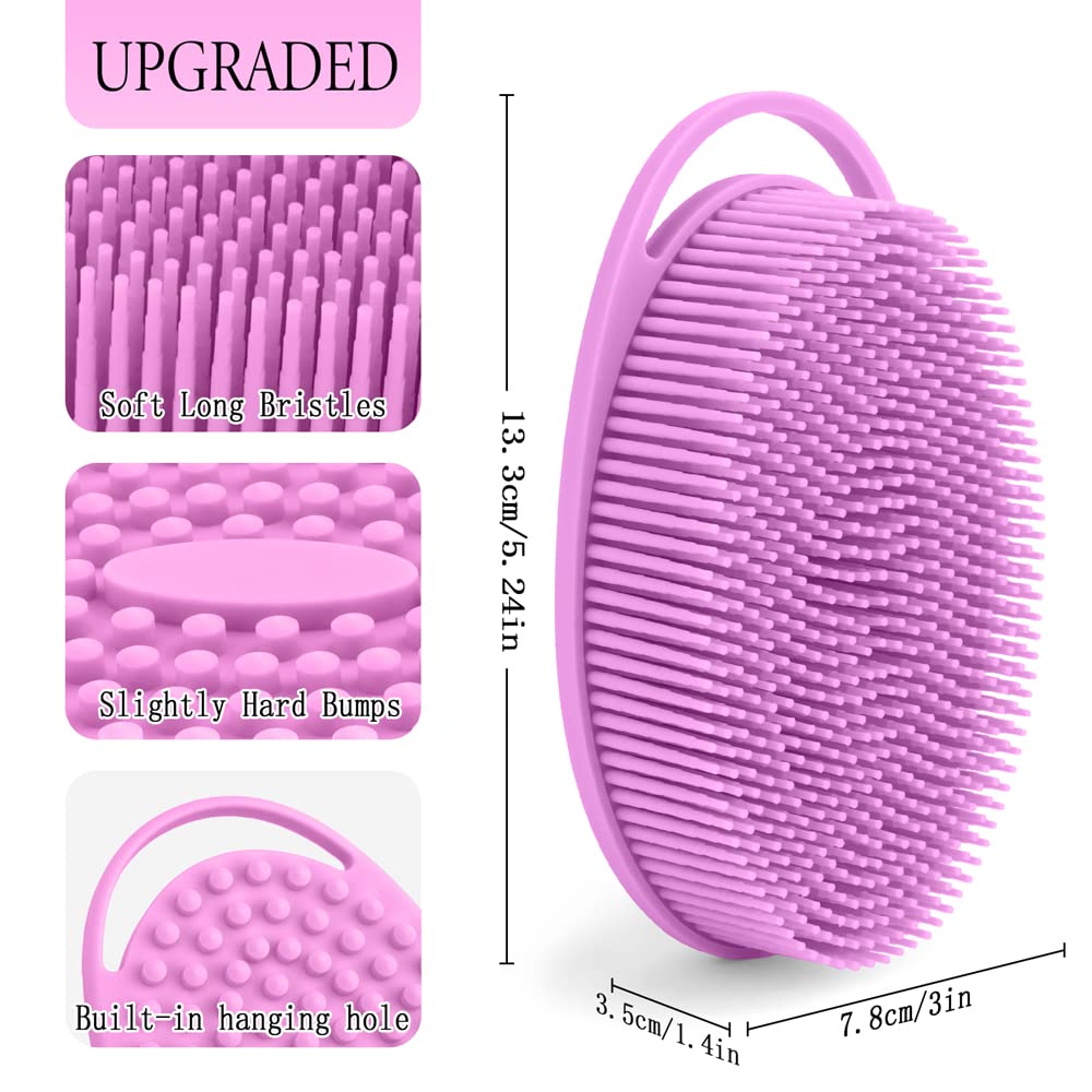 3 Pack Silicone Body Scrubber, Exfoliating Body Scrubber, Soft Silicone Loofah, Body Scrubber Fit for Sensitive and All Kinds of Skin, Clean and Sanitary Rapid Foaming