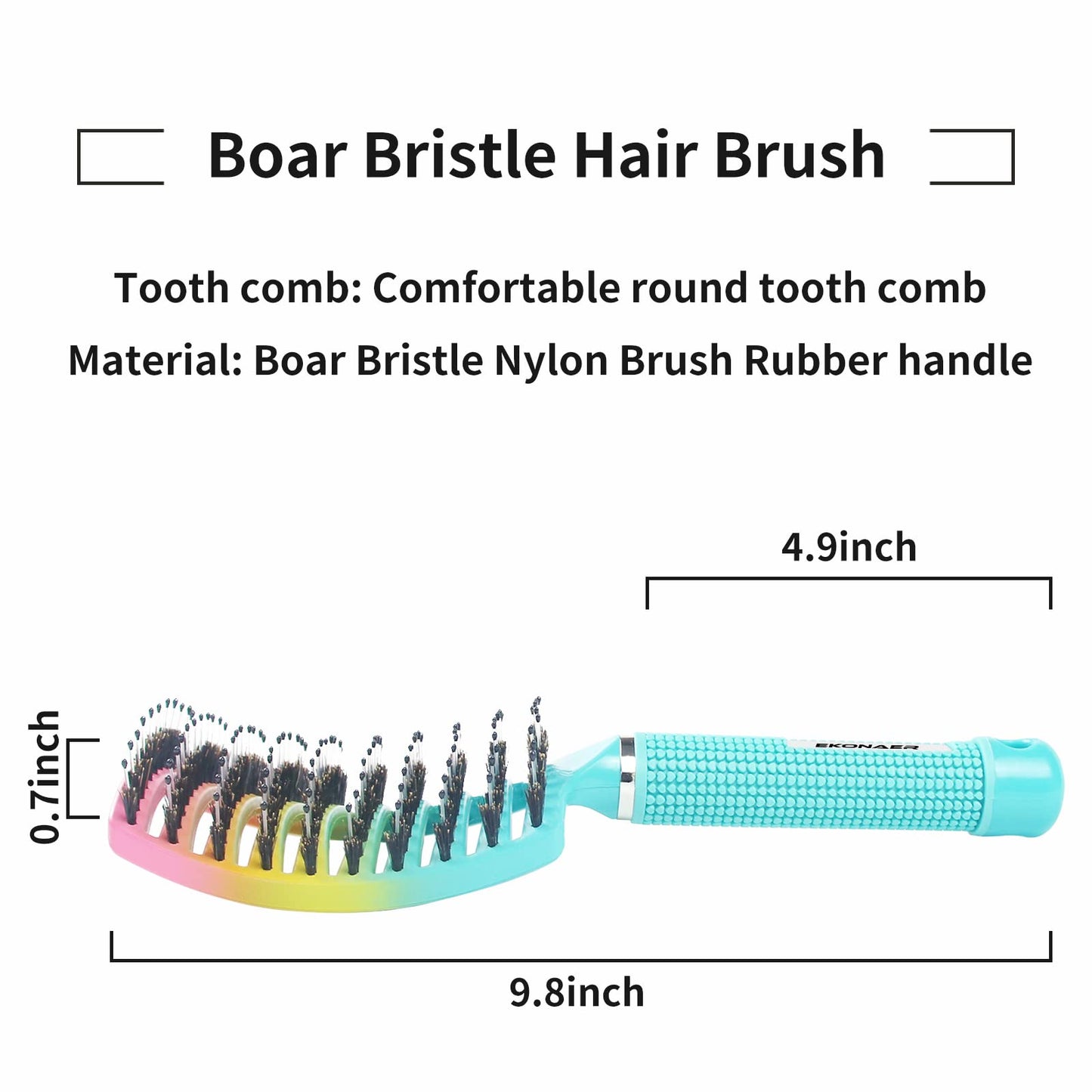 EKONAER Detangling Brush Boar Bristles Hair Brush for Adult & Kids Wet or Dry Hair,Curved and Vented Detangler Brush - Adds Shine and Makes Hair Smooth(Green)