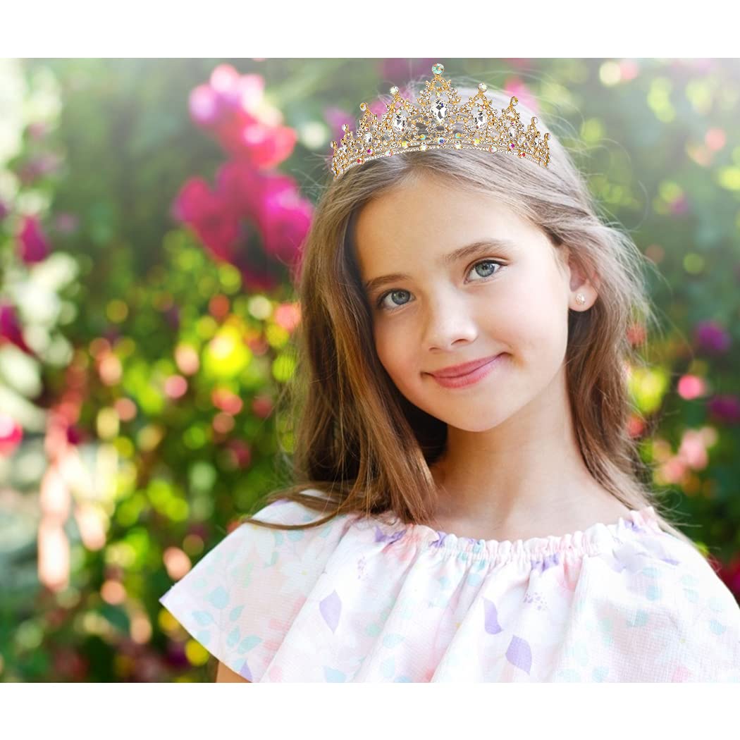 Gold Queen Tiara, Didder Crystal Wedding Tiara for Women Princess Crown for Girls Rhinestones Tiaras and Crowns for Women Tiaras for Girls Hair Accessories for Bridal Birthday Prom Costume Gift
