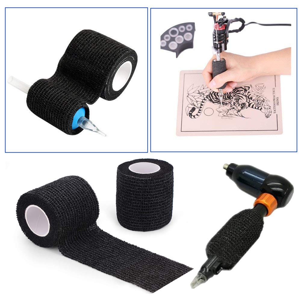 Tattoo Grip Tape Wrap Cover - Autdor 6Pcs 2" x 5 Yards Tattoo Machine Tape Cohesive Elastic Bandage Rolls Self-Adherent Tape for Grip Tube Accessories Sports Tape