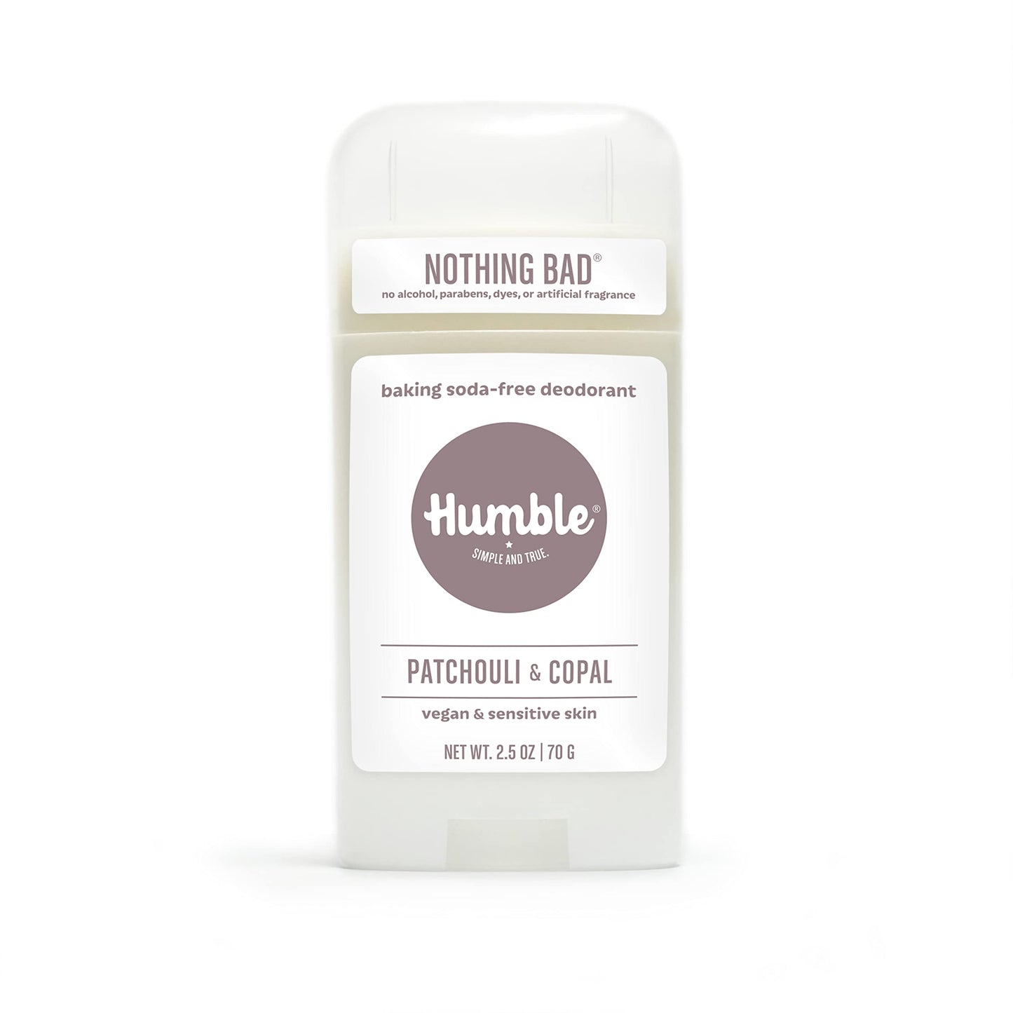 HUMBLE BRANDS Aluminum-Free Deodorant, Vegan and Cruelty- free, Formulated for Sensitive Skin, Patchouli & Copal, 2.5 Ounce (Pack of 1)
