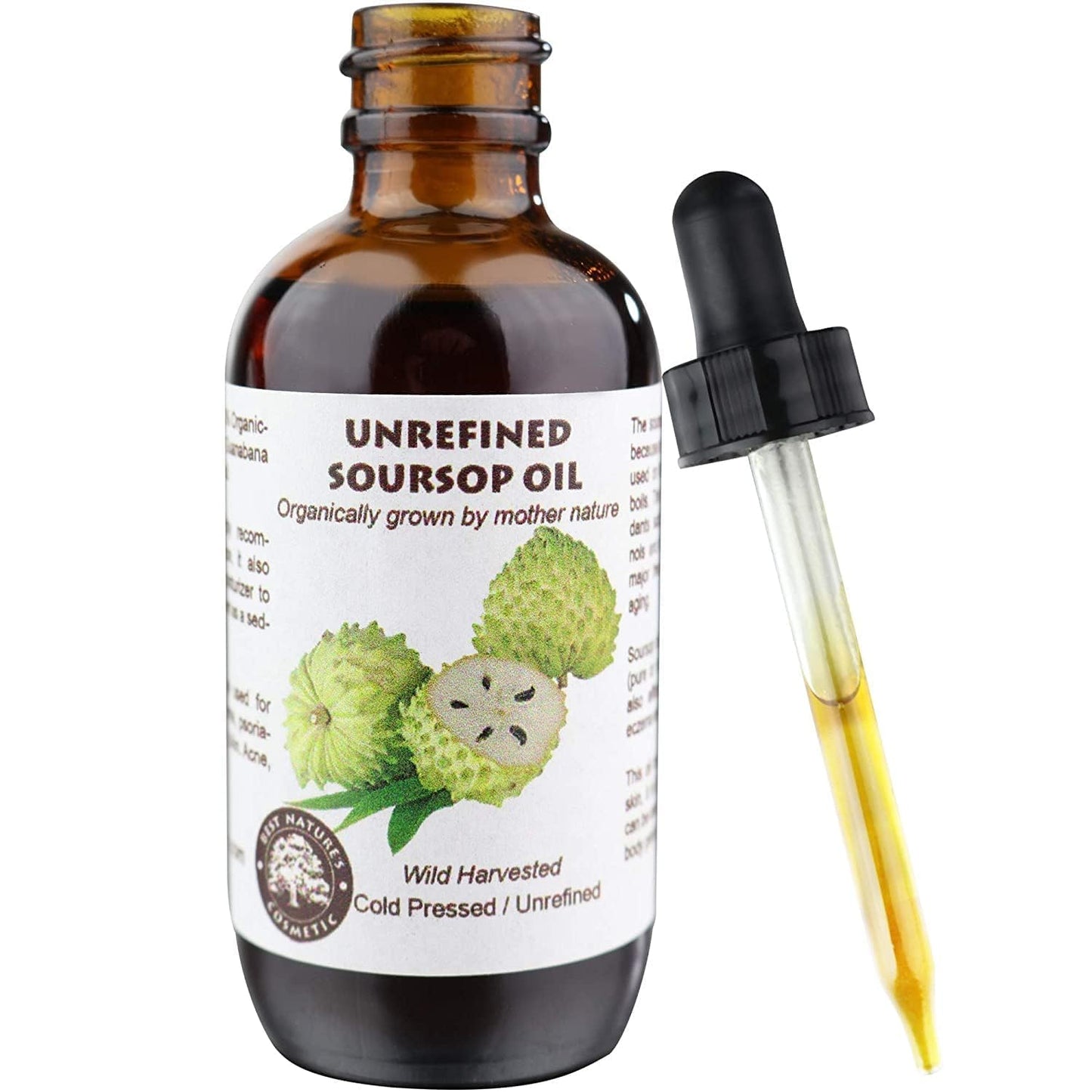 Best Nature's Cosmetics Virgin Soursop Graviola Guanabana Oil (Organic, Undiluted, Unrefined) 2oz / 60 ml – Natural Moisturizer for Dry and Damaged Skin.