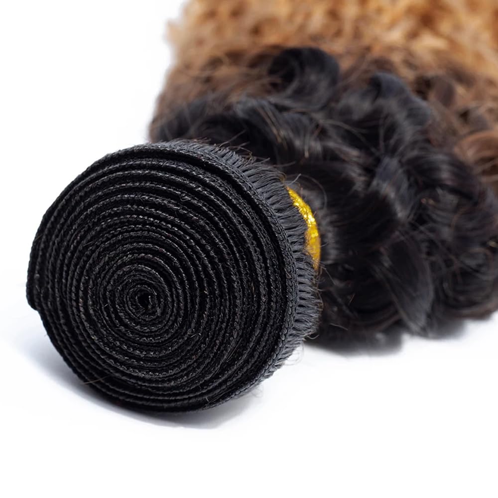 LadrXadr Dark Brown Human Hair Bundles 1b/4/30 Water Wave Bundles #30 Human Hair Bundles 18 20 22 inch Ocean Wave Bundle for Women