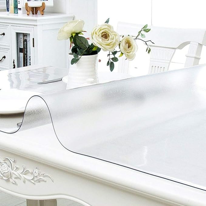 NECAUX Custom 40 x 91 Inch Frosted Table Cover Protector, 1.5mm Thick Wood Grain Transparent Table Pad Non-Slip Tablecloth Plastic Protective Pad for Dining Room Table Conference Table Trainning Table