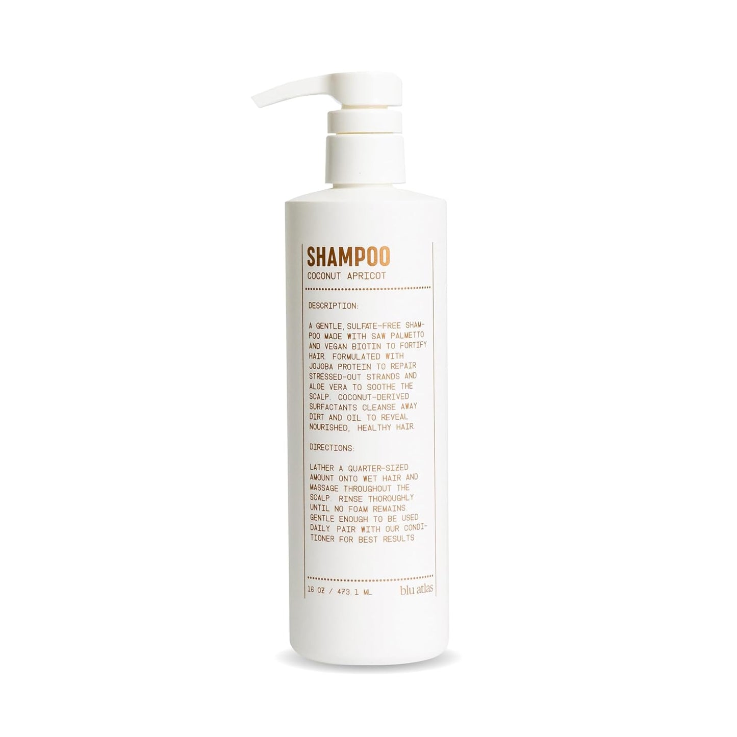 Blu Atlas Men's Natural Shampoo – Organic, Sulfate-Free, Paraben-Free – Deep Cleansing & Hydrating – Coconut Apricot Scent – Made in America – 16 oz