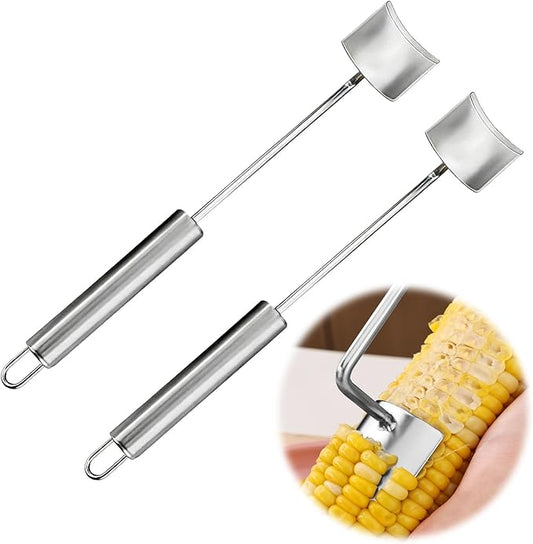 2PCS Corn Peeler for Corn on the Cob New Corn Stripper for Corn on the Cob, Corn Cutter to Cut Corn off the Cob, Long Handle Stainless Steel Corn Stripping Tool for Home Kitchen & Outdoor Dining