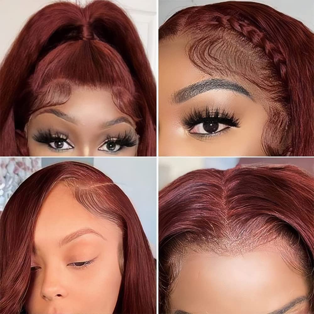 MIMORE 12A Reddish Brown 13x4 Lace Front Body Wave Wig Human Hair for Women 150% Density, Brazilian Wavy Human Hair Wigs Pre Plucked with Baby Hair Auburn Copper Red 33# Color 28inch