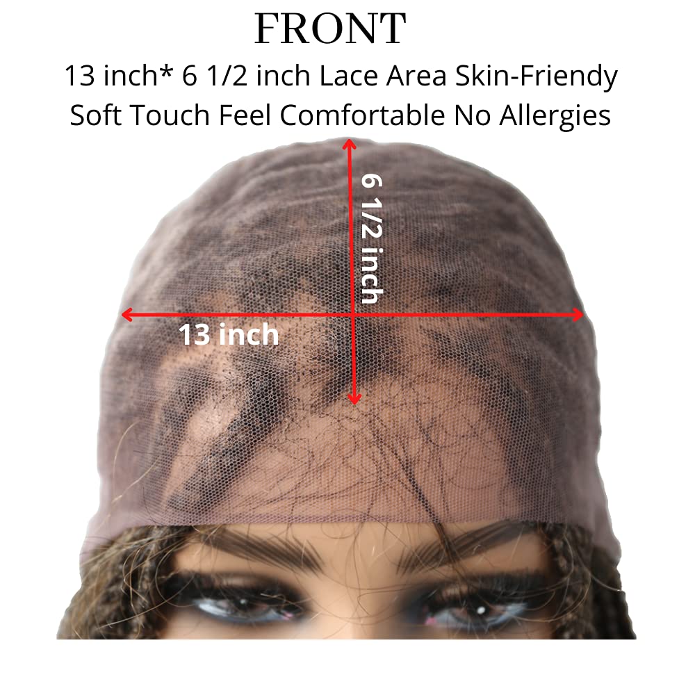 LYRICAL HAIR Cornrow Box Braided Wig for Black Women Lightweight Swiss Lace Front Baby Hair Natural Looking Micro Twist Premium Quality Kanekalon Synthetic Fiber African American Pre-Plucked Full Cap