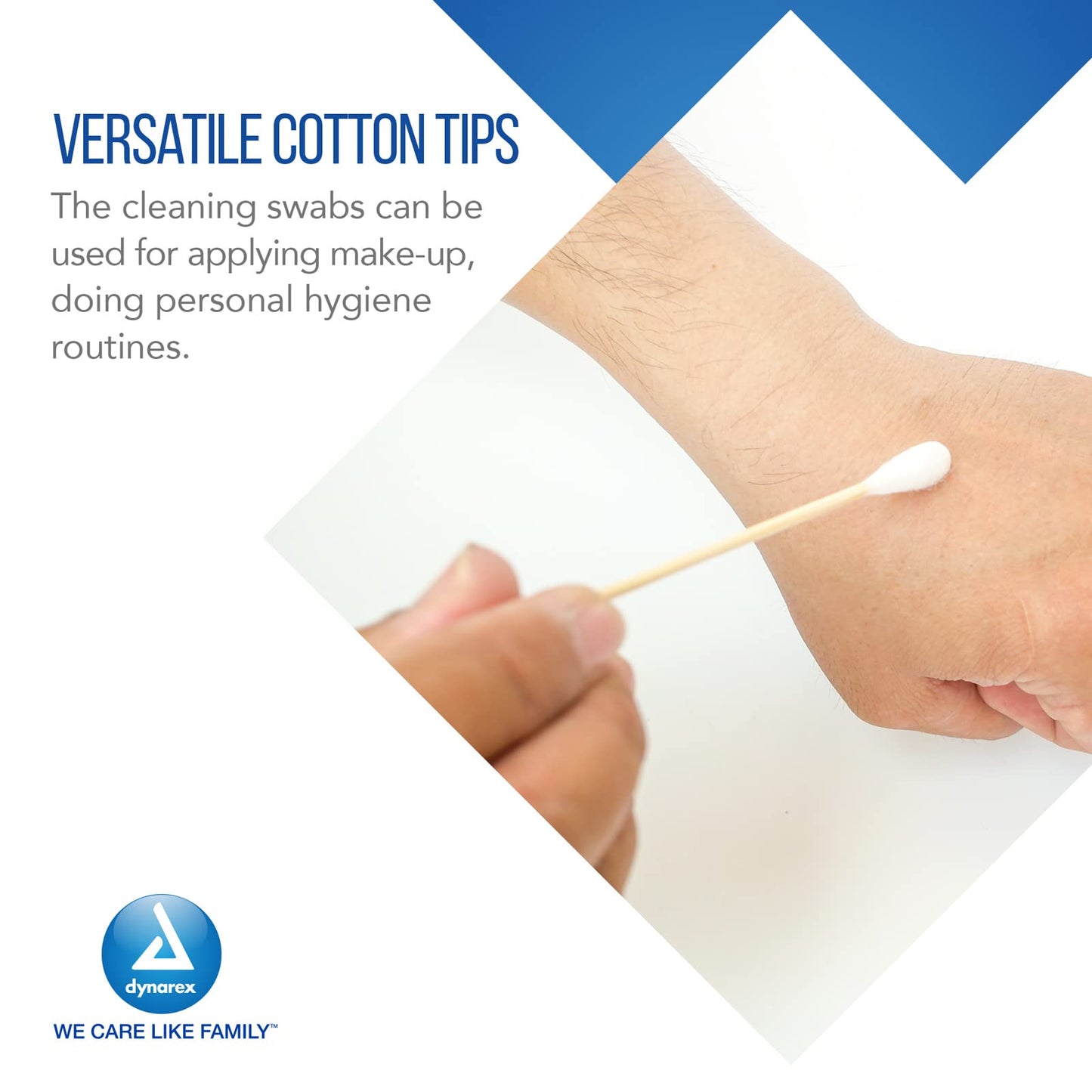 Dynarex 4304 Sterile Cotton Tipped Applicator, 6" Length, Single-Use Wooden Cotton Tip Applicator for Wound Care & Dressing, Hygiene, Makeup, Cleaning, Pack of 1000