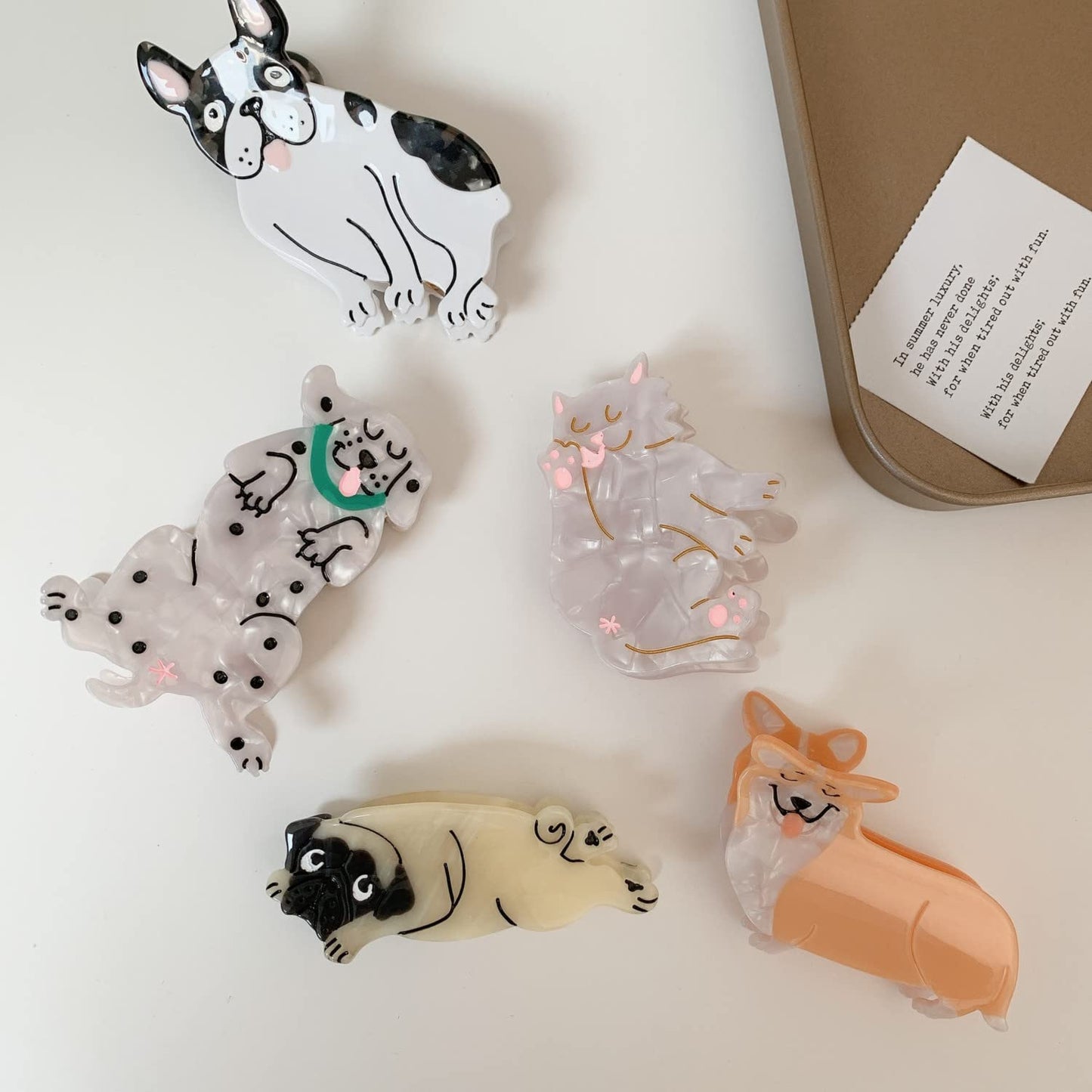 Charlie Dog Hair Clips,Small Claw Clips for Girls,Acetate Hair Clips for Women,S7
