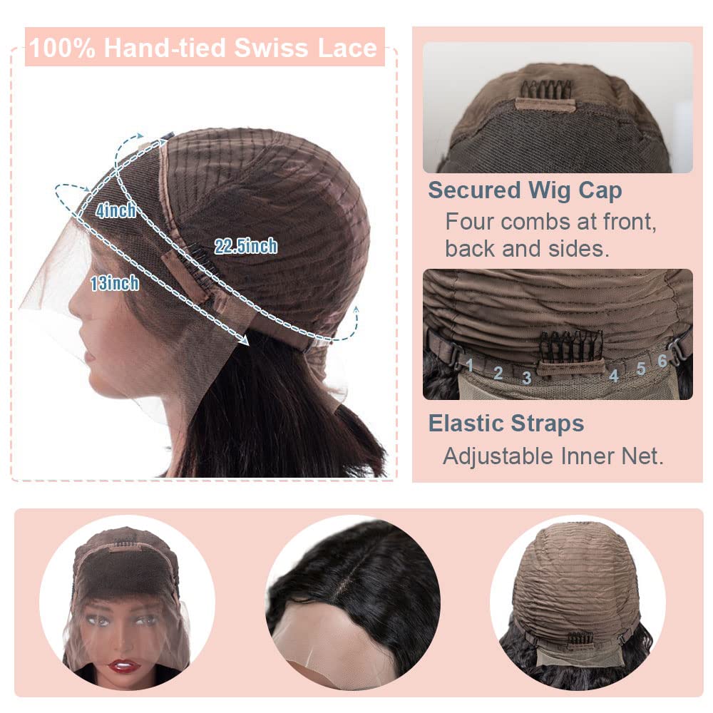 HD Lace Front Wigs Human Hair Pre Plucked Glueless Wigs Frontal Wig 13x4 Lace Front Wigs Human Hair for Black Women 180% Density Natural Hairline Human Hair Wigs (12 Inch, #1B 13x4 Lace Water Wave)