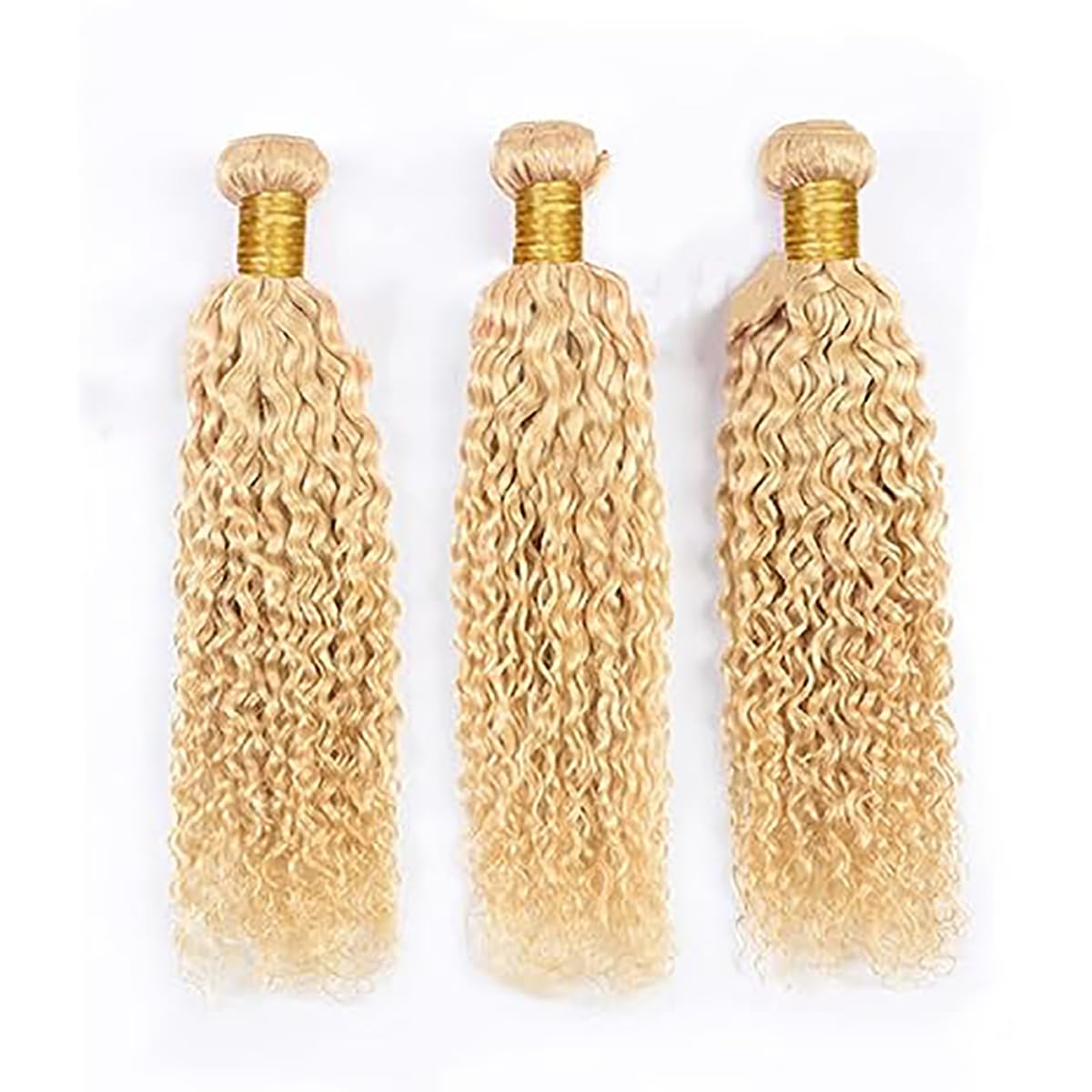 HeioWuio #613 Curly Wave Brazilian Human Hair 3 Bundles Blonde Hair Weaves Grade 8A Unprocessed Virgin Hair Bundle 18 20 22 Inch