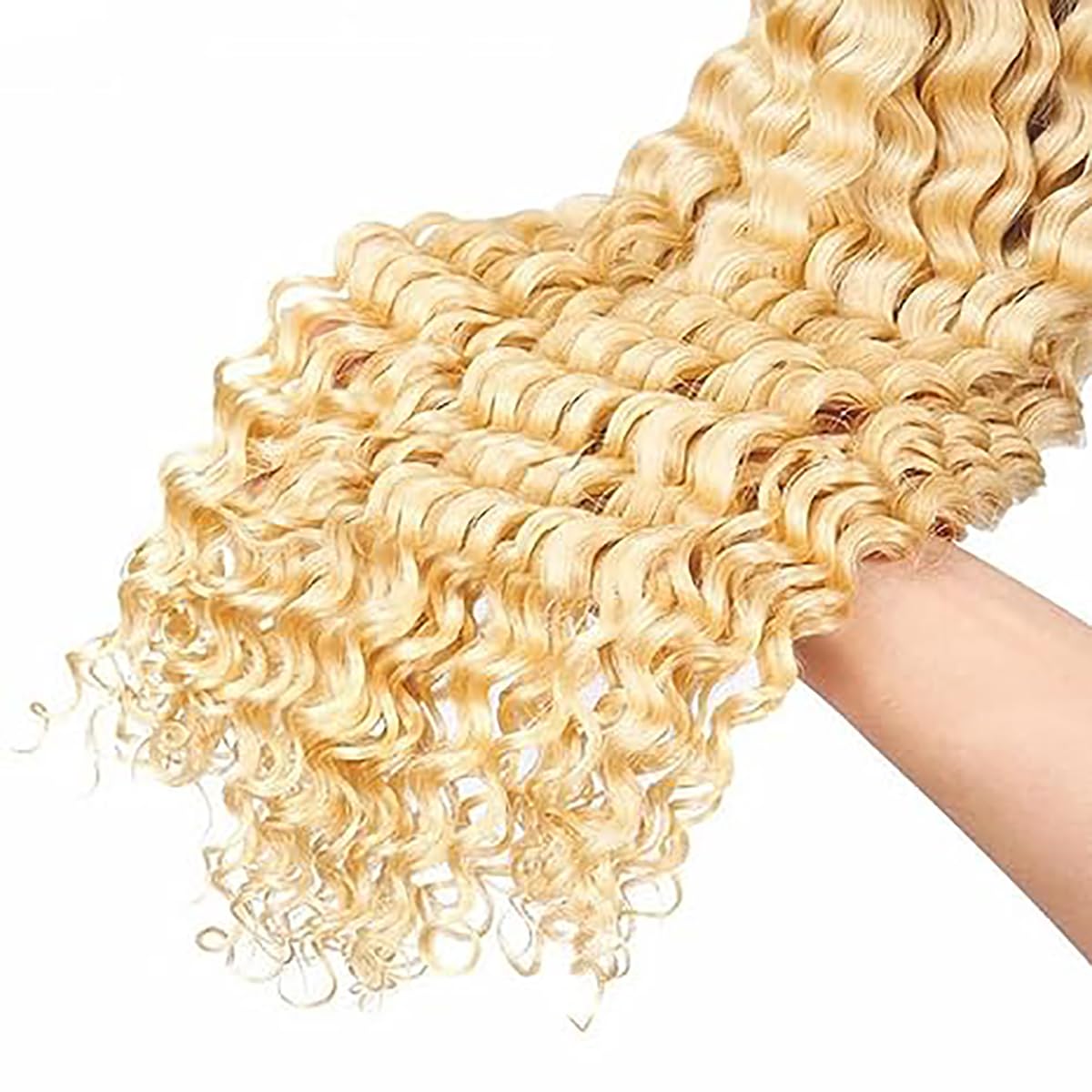 HeioWuio #613 Curly Wave Brazilian Human Hair 3 Bundles Blonde Hair Weaves Grade 8A Unprocessed Virgin Hair Bundle 18 20 22 Inch