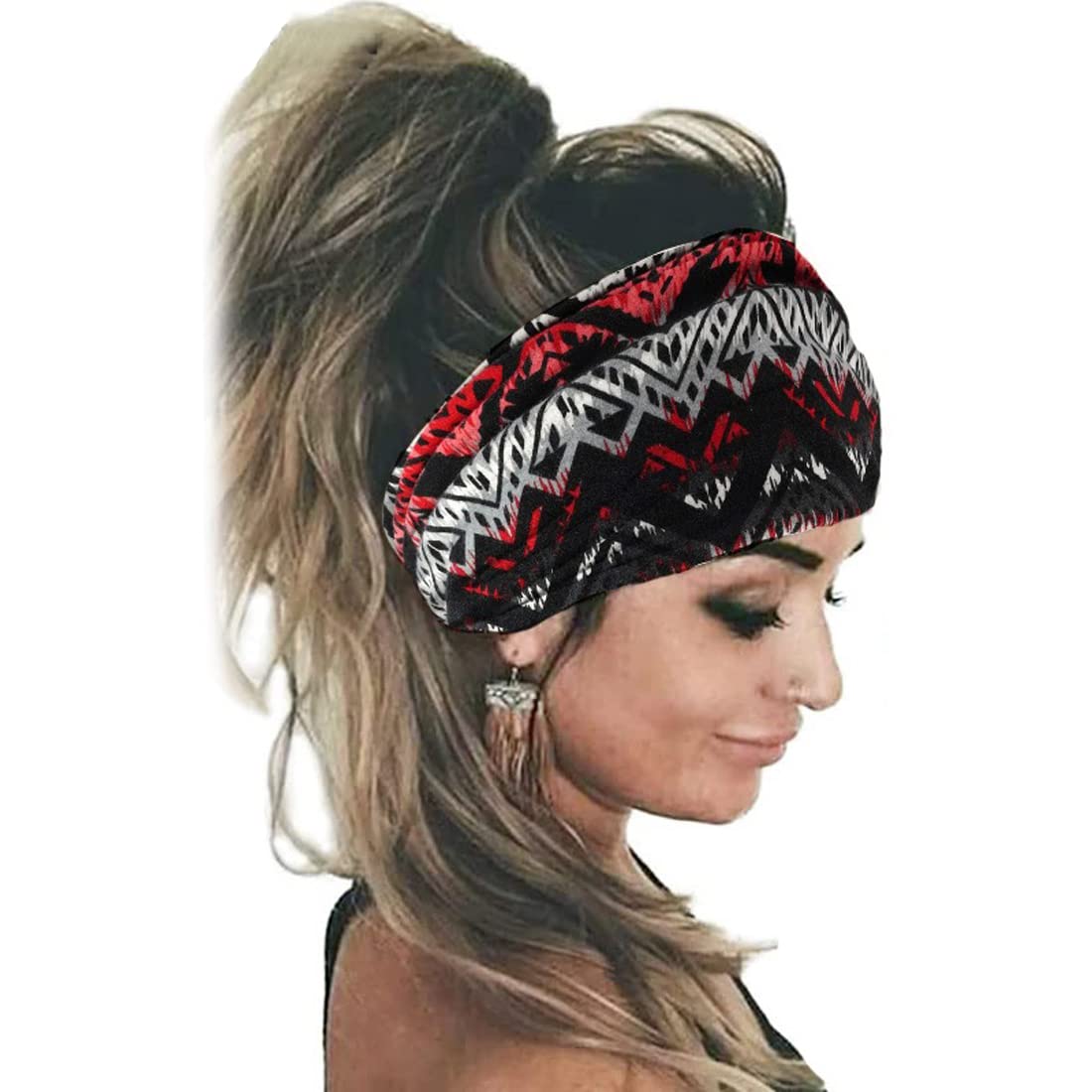 K-Elewon 3 Pack Women Wide Elastic Head Wrap Headband Sports yoga Hair Band (3 Pack(A06))