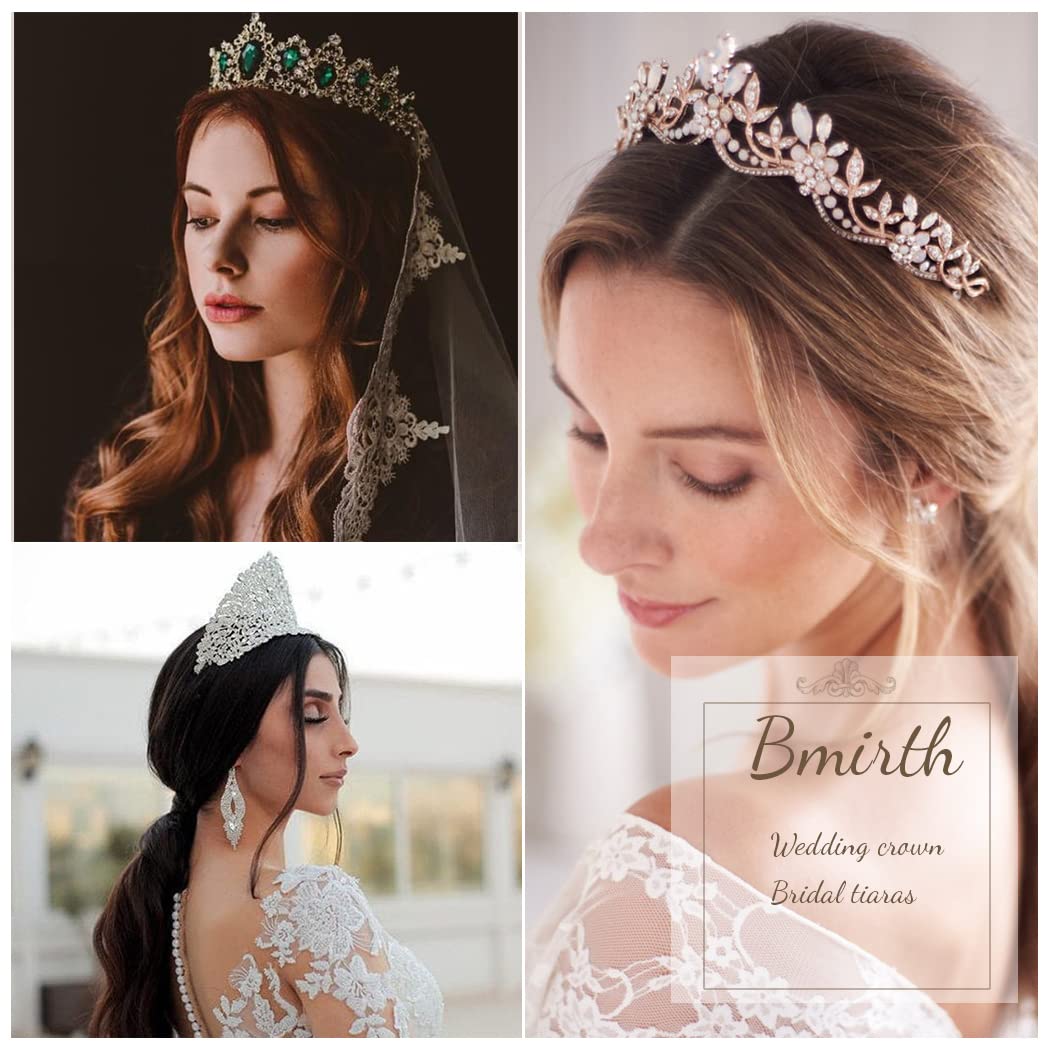Bmirth Wedding Crown and Tiara Gold Crystal Bridal Princess Queen Crown Baroque Rhinestone Tiaras Hair Accessories for Women and Girls (style 4)