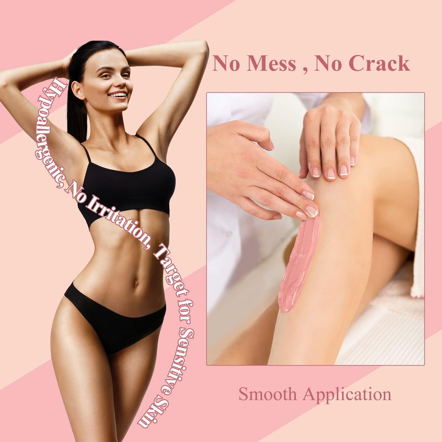 Hard Wax Beads for Hair Removal, 1.1lb/17.6oz Painless Waxing Beads for Sensitive Skin, Full Body Hard Wax Beans with 20 Applicators for Women Men Bikini Brazilian, Armpit,Back and Chest Waxing(Honey)
