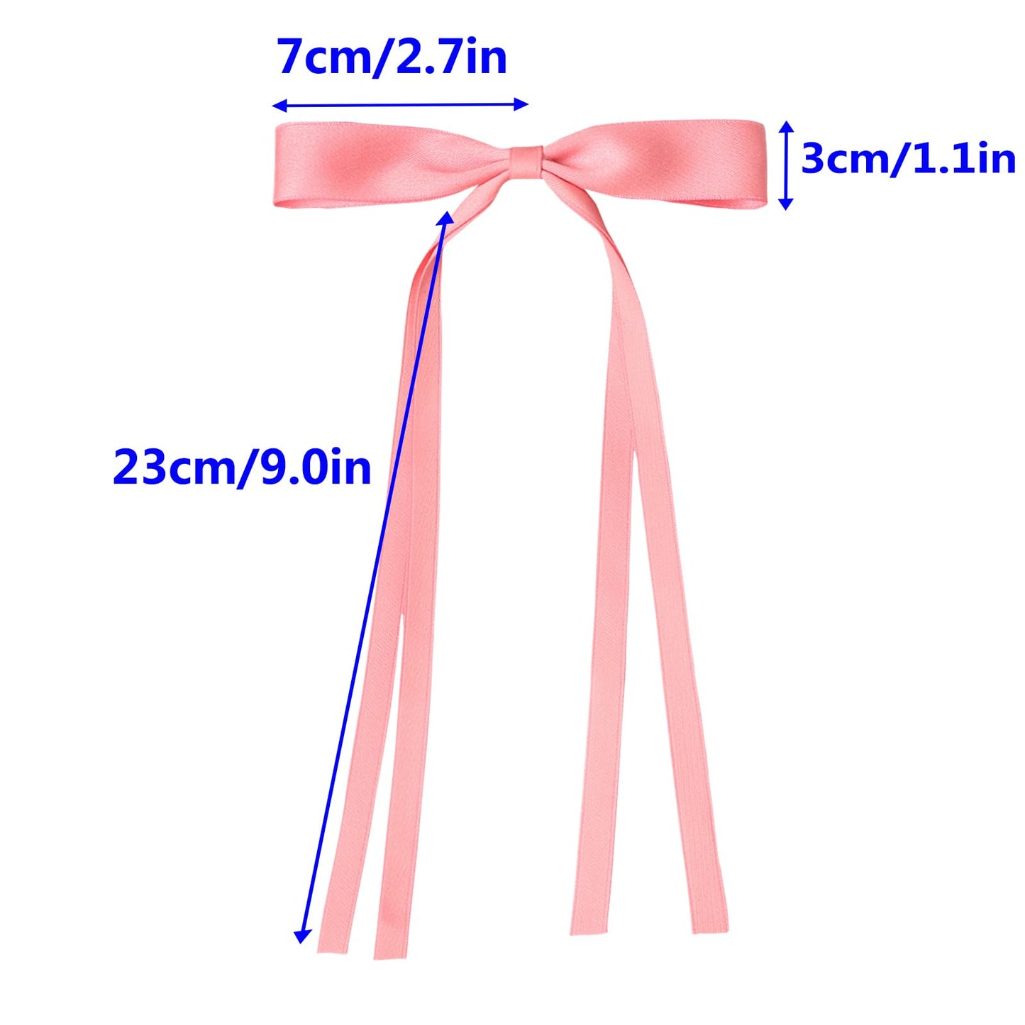 LFOUVRE Hair Accessories, Pink Ribbon Bows with Long Tassels for Hair, Hair Clips for Women and Girls, 4pcs