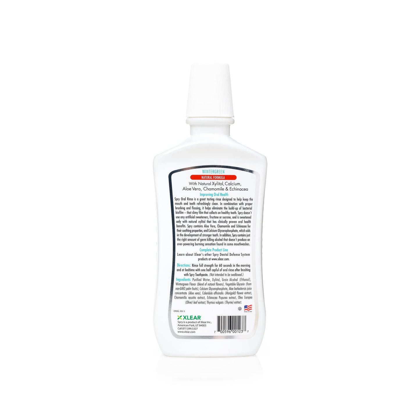 Spry Xylitol Mouthwash Fluoride Free, Oral Rinse with Enamel Support, Natural Wintergreen - 16 fl oz (Pack of 1)