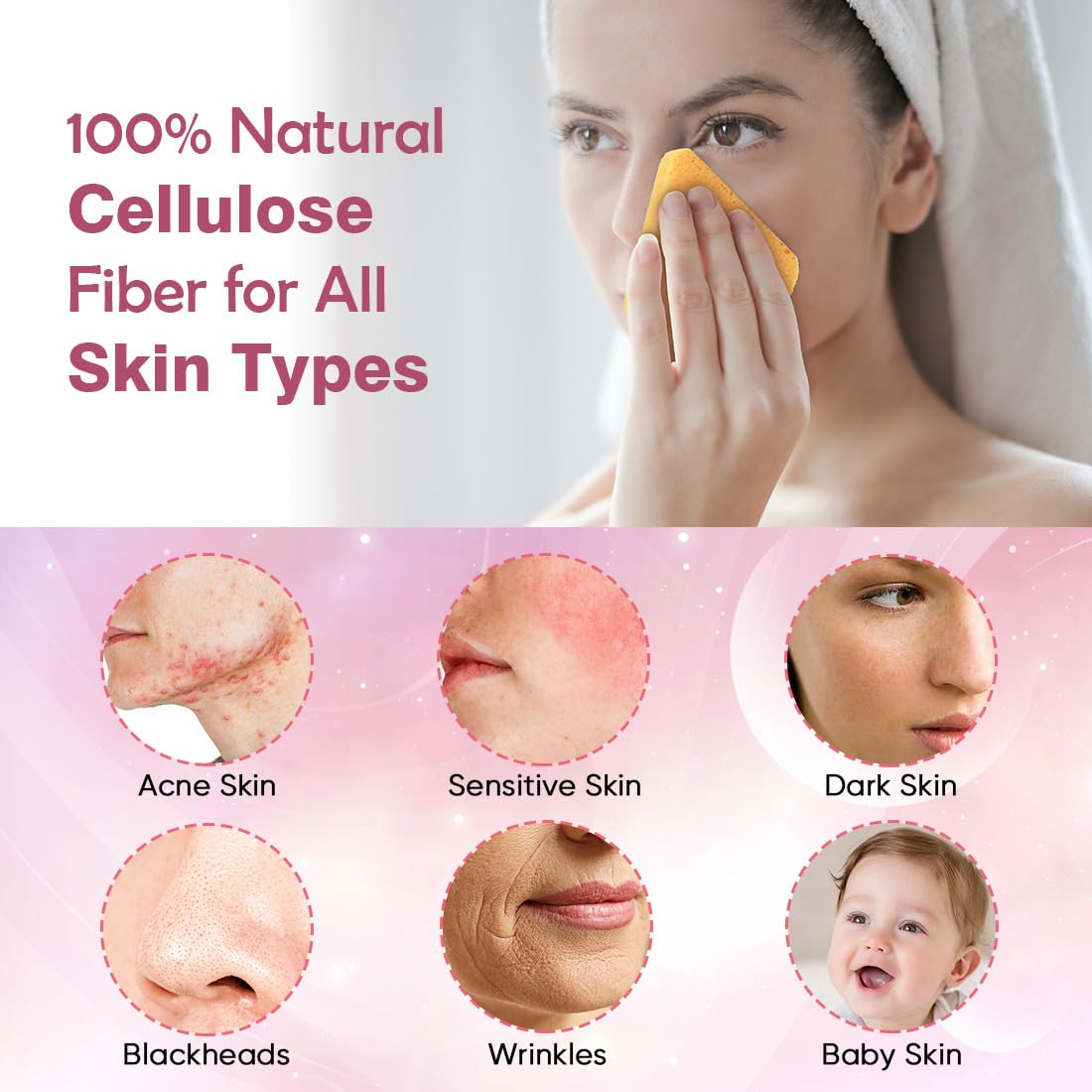 AIDEA Compressed Facial Sponges 48-Count, Disposable Face Sponges, Reusable Makeup Remover Pads, Natural Cellulose Cosmetic Sponges for Facial Cleansing, Exfoliating, Travel Essentials for Women