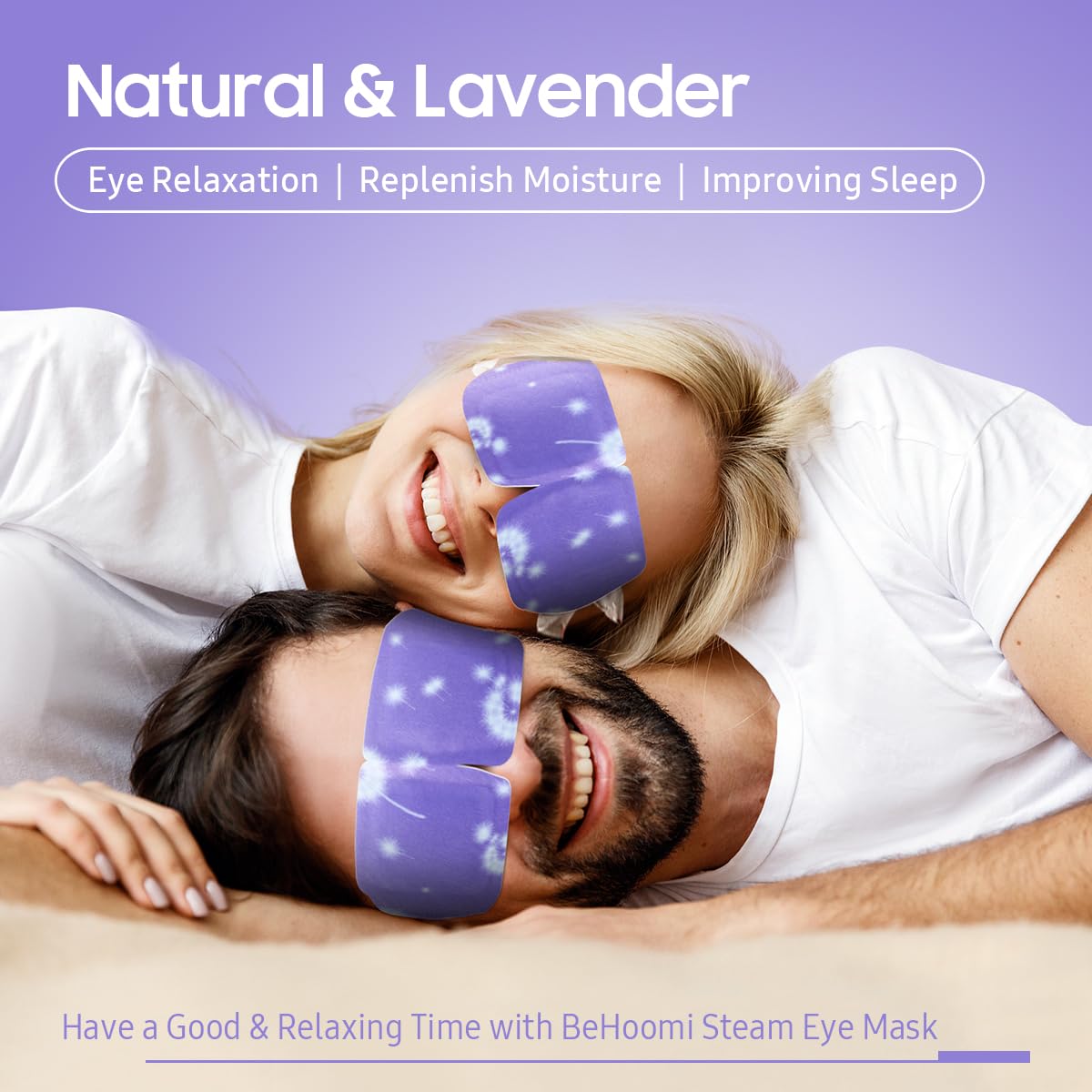 BeHoomi 30Packs Steam Eye Mask, Heated Eye Mask Warm Compress for Eyes, Self Heating Disposable Eye Masks for Home Sleep, Spa, Travel Essentials & Relaxation Gifts, Stocking Stuffers (Lavender)