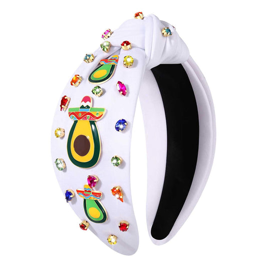 MOLOCH Cinco De Mayo Fiesta Headband, Women's Wide Headband with Sombrero, Cactus, Guitar Charms, Crystal Embellishments, Mexican Hair Accessory, Party Decoration, Gift